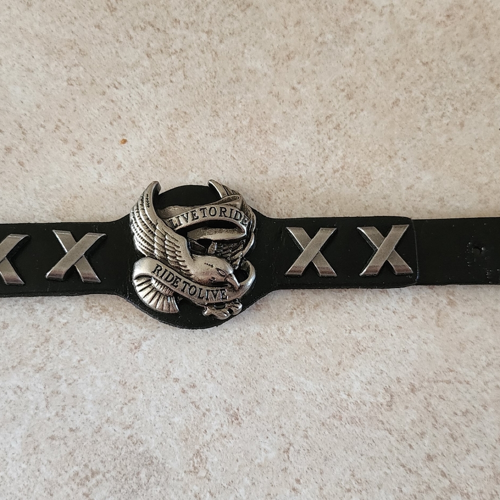 New live to ride ride to live eagle adjustable bracelet 8.7"